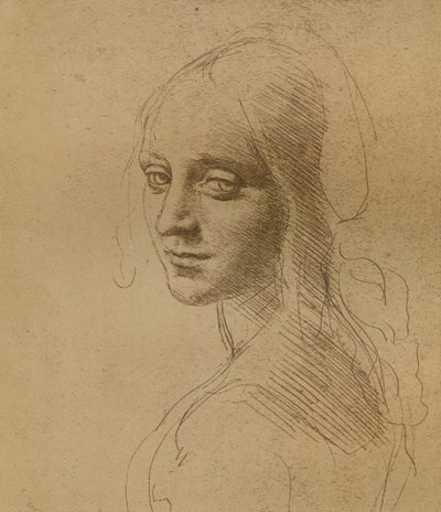 Głowa kobiety, c1472-c1519 1883, autorstwa Leonardo da Vinci