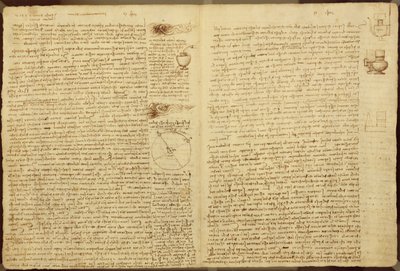Strona z Codex Leicester, 1508-12 (tusz sepiowy na papierze lnianym) autorstwa Leonardo da Vinci
