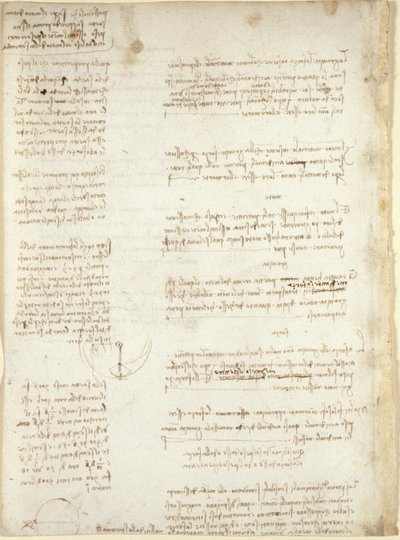 Arundel 263, f.151v, Notatki i przybliżone diagramy z „Codex Arundel” (pióro i atrament na papierze) autorstwa Leonardo da Vinci