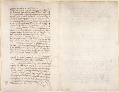 Arundel 263, f.215v, f.218 Notatki i diagram z „Codex Arundel” (pióro i atrament na papierze) autorstwa Leonardo da Vinci
