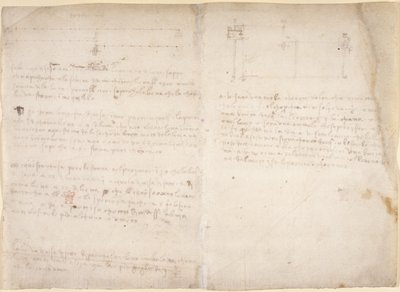 Arundel 263, f.265v, f.268 z „Codex Arundel” (pióro i atrament na papierze) autorstwa Leonardo da Vinci