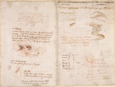 Arundel 263, f.278v, f.271 Notatki o poczuciu rzeczywistości w snach, na wodzie, sicie rzeki i Arno (do góry nogami), z „Codex Arundel” (pióro i atrament na papierze) autorstwa Leonardo da Vinci
