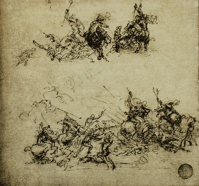 Scena bitwy; rysunek Leonarda da Vinci. Gallerie dell