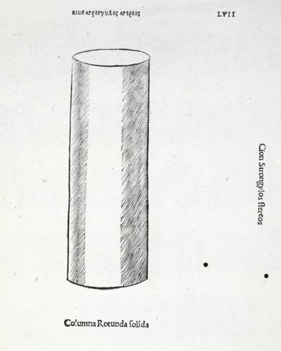 Solid Round Column, ilustracja z „Boskiej proporcji” Luca Pacioli (ok. 1445-1517), pierwotnie wyd. Wenecja, 1509 autorstwa Leonardo da Vinci