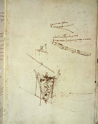 Projekt maszyny latającej (pióro na papierze) autorstwa Leonardo da Vinci