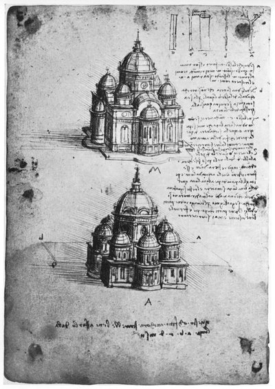 Projekty kościoła centralnego, c1488-1490 1954. autorstwa Leonardo da Vinci