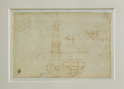 Dwa studia budynku z centralnym planem ... autorstwa Leonardo da Vinci