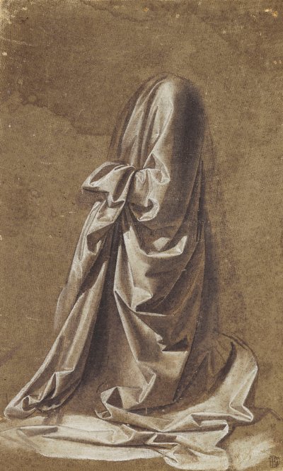 Studium draperii dla postaci klęczącej, autorstwa Leonardo da Vinci