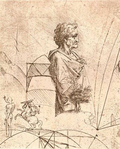 Rysunek popiersia i drobne szkice, c1472-c1519 1883 autorstwa Leonardo da Vinci