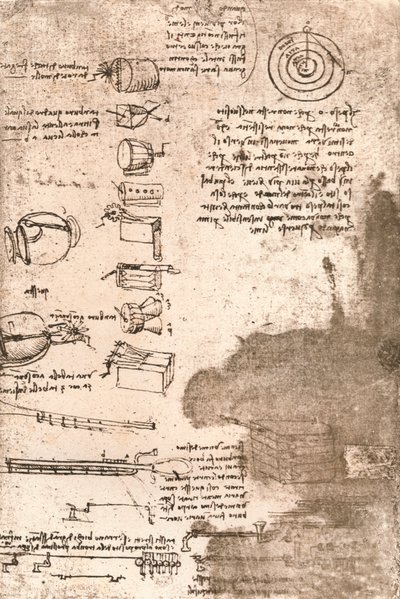 Rysunek instrumentów muzycznych i innych przedmiotów, c1472-c1519 1883 autorstwa Leonardo da Vinci