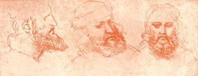 Rysunek głów orientalnych, czerwoną kredą, c1472-c1519 1883 autorstwa Leonardo da Vinci