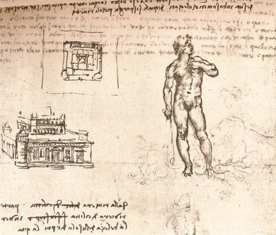 Rysunek planów zamku i aktu, obmyty tuszem indyjskim, c1472-c1519 1883 autorstwa Leonardo da Vinci
