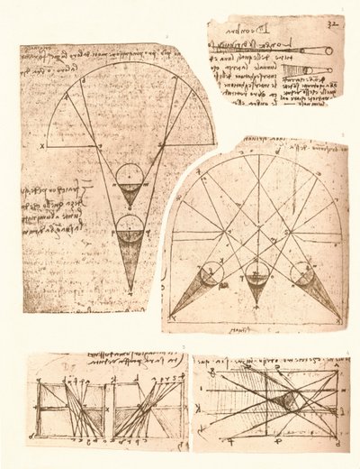 Pięć diagramów ilustrujących teorię światła i cienia, c1472-c1519 1883 autorstwa Leonardo da Vinci