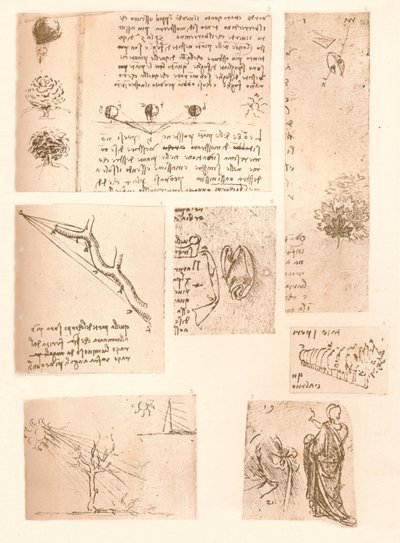 Pięć rysunków ilustrujących elementy malarstwa pejzażowego, c1472-c1519 1883 autorstwa Leonardo da Vinci