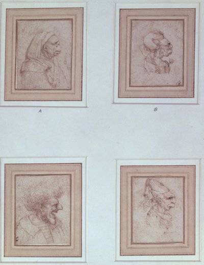 Cztery karykatury autorstwa Leonardo da Vinci