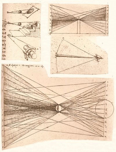 Cztery diagramy ilustrujące teorię światła i cienia, c1472-c1519 1883. autorstwa Leonardo da Vinci