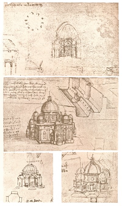Cztery rysunki architektury kościelnej, c1472-c1519 1883 autorstwa Leonardo da Vinci