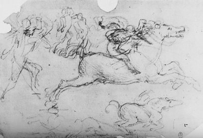 Galopujący jeździec i inne postacie, c1480 1945 autorstwa Leonardo da Vinci