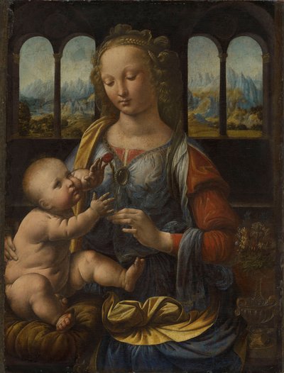 niemiecki: Madonna mit der Nelke Madonna z goździkiem autorstwa Leonardo da Vinci