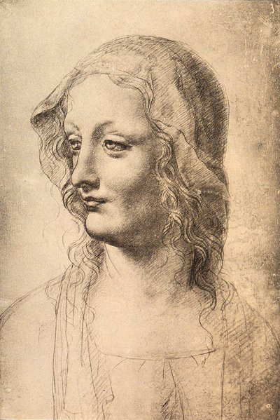 Głowa młodej kobiety, rysunek Leonarda da Vinci, Gabinet Rysunków i Grafiki, Uffizi, Florencja autorstwa Leonardo da Vinci