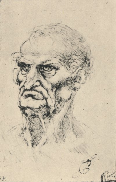 Głowa starca trzy czwarte w lewo, ok. 1480 1945 autorstwa Leonardo da Vinci