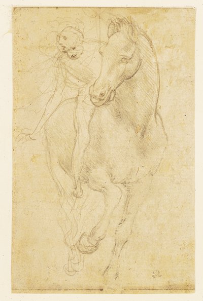 Koń i jeździec, ok. 1480 (srebro na papierze) autorstwa Leonardo da Vinci