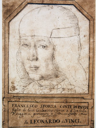Leonardo da Vinci (Leonardo da Vinci) (1452 - 1519): Portret Franciszka (Francesco) Sforza (1491-1512), syn Gian Galeazzo Maria Sforza (Jean Galeas Marie Sforza) (1469-1494), książę Mediolanu autorstwa Leonardo da Vinci