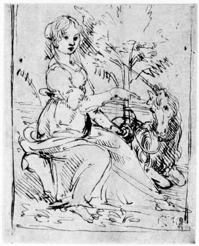 Panna z jednorożcem, ok. 1480 1954. autorstwa Leonardo da Vinci