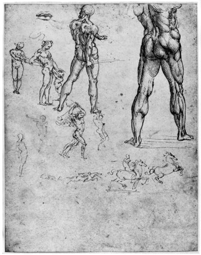 Studia aktów do Bitwy pod Anghiari, c1503-1505 1954 autorstwa Leonardo da Vinci
