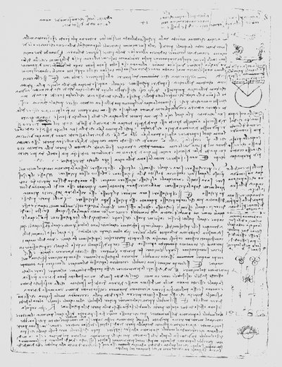 Strona z Codex Leicester, 1508-12 autorstwa Leonardo da Vinci