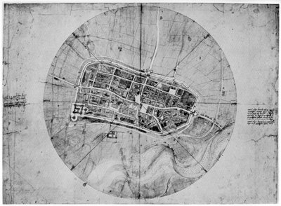 Plan Imoli, Włochy, c1502 1954 autorstwa Leonardo da Vinci