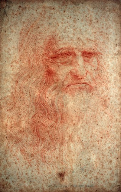 Autoportret Leonarda da Vinci, włoskiego malarza, rzeźbiarza, inżyniera i architekta, ok. 1513 autorstwa Leonardo da Vinci