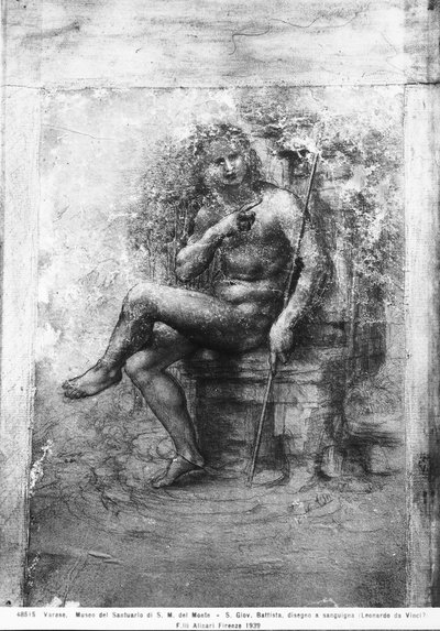 Św. Jan Chrzciciel (kreda na papierze) autorstwa Leonardo da Vinci