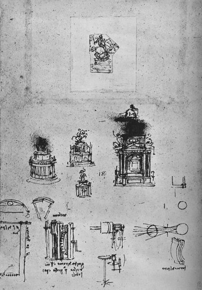 Studia pomnika jeździeckiego i Studia maszynowe, ok. 1480 1945 r autorstwa Leonardo da Vinci