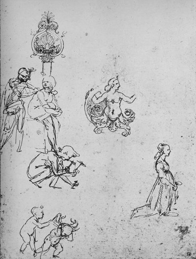 Studia postaci i dekoracji, ok. 1480 1945 r autorstwa Leonardo da Vinci