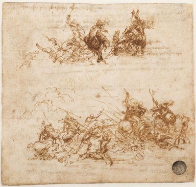 Studium bitwy pod Anghiari, ok. 1503-1504. autorstwa Leonardo da Vinci