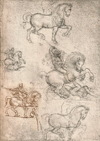 Studium do pomnika Sforzów, c1482-c1499 1883 autorstwa Leonardo da Vinci