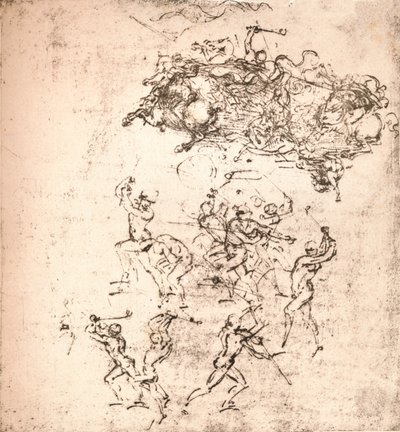 Studium do karykatury Bitwy pod Anghiari, c1472-c1505 1883 autorstwa Leonardo da Vinci