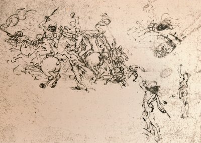 Studium do karykatury Bitwy pod Anghiari, c1472-c1505 1883 autorstwa Leonardo da Vinci