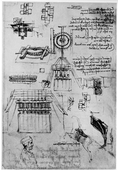 Studium do odlewu pomnika Sforzów, ok. 1493 1954 r. autorstwa Leonardo da Vinci