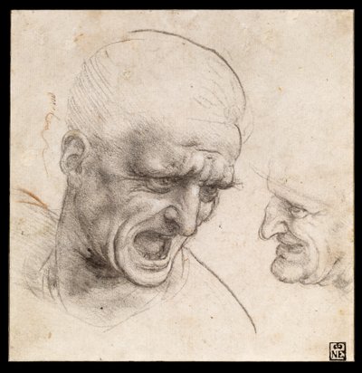 Studium głów dwóch wojowników w bitwie pod Anghiari autorstwa Leonardo da Vinci