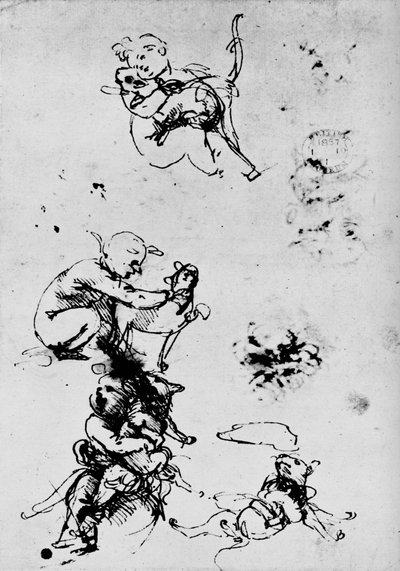 Studium dziecka z kotem, 1478-1481 1945 autorstwa Leonardo da Vinci