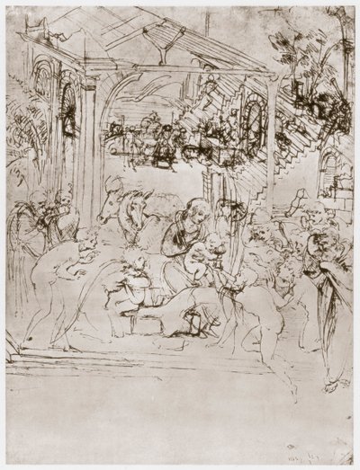 Adoracja Królów, ok. 1480 autorstwa Leonardo da Vinci