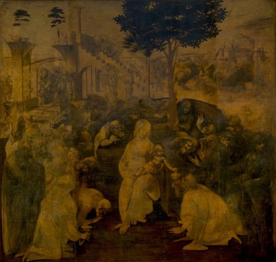 Adoracja Trzech Króli, c. 1480 autorstwa Leonardo da Vinci