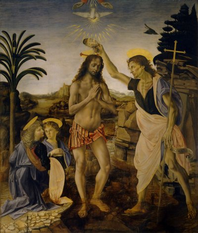 Chrzest Chrystusa, ok. 1470-1475 autorstwa Leonardo da Vinci