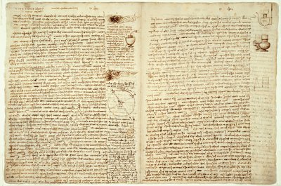 Młot kodeksowy, strony 124-127, 1508-12 autorstwa Leonardo da Vinci