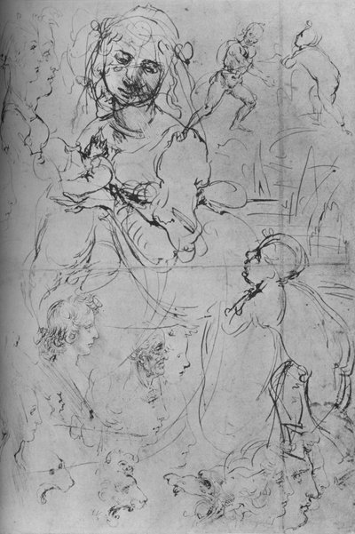 Madonna z Dzieciątkiem i inne Studia, ok. 1469 1945 r autorstwa Leonardo da Vinci