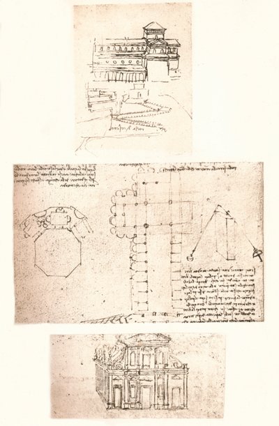 Trzy rysunki kościołów, c1472-c1519 1883 autorstwa Leonardo da Vinci