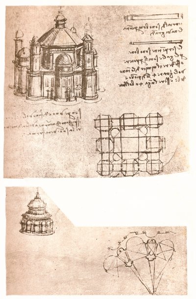 Dwa rysunki kościołów, c1472-c1519 1883 autorstwa Leonardo da Vinci