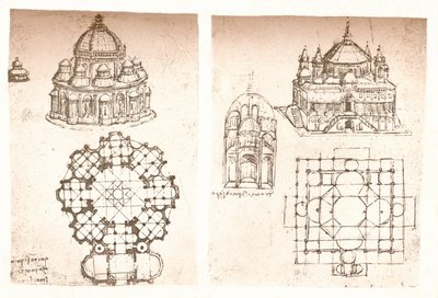 Dwa rysunki kościołów, c1472-c1519 1883 autorstwa Leonardo da Vinci